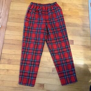 Vintage Wardrobe Maker Pants Women Size 10 Red Tartan Plaid Wool Leg USA 70s